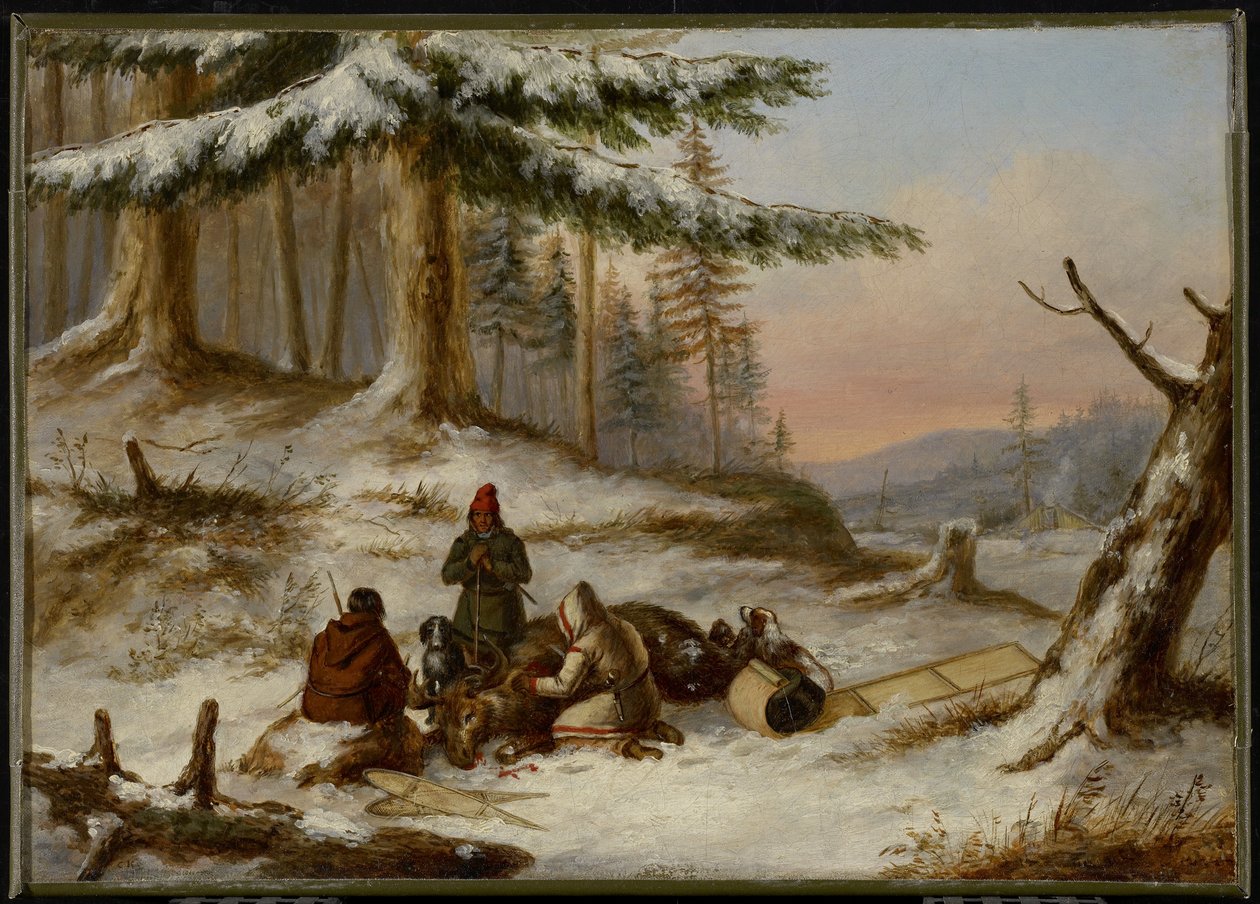Moose Hunters, 1859 körül (olaj, vászon) alkotó: Cornelius Krieghoff