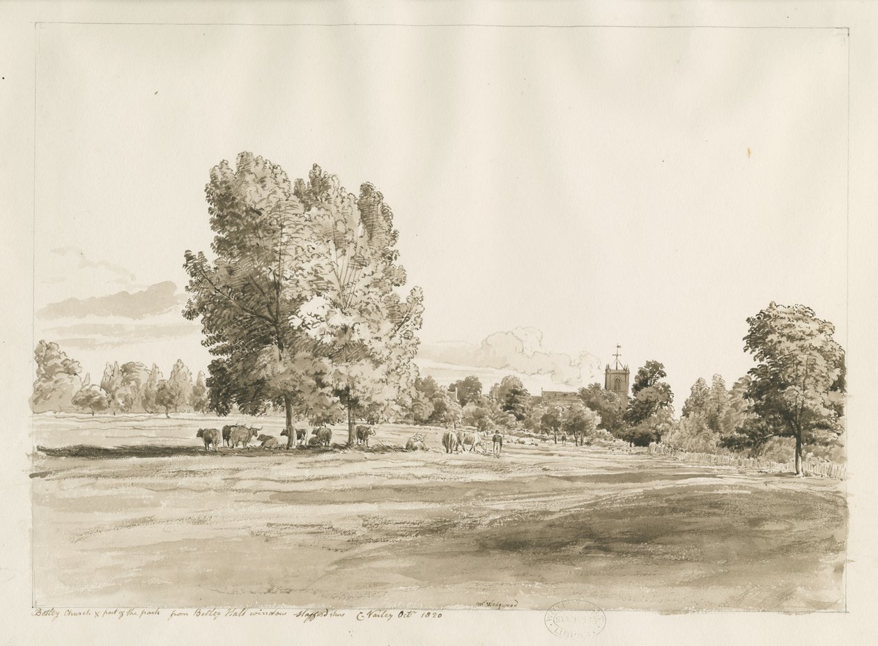 Betley-templom: toll- és szépiarajz, 1820. október (rajz) alkotó: Cornelius Varley
