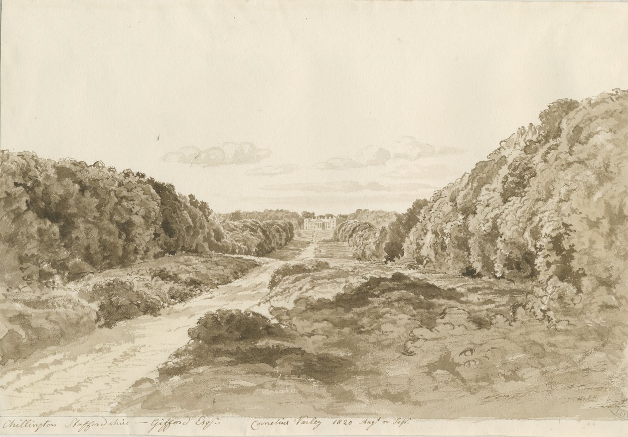 A Checkley-templom belseje: szépia rajz, 1841 alkotó: Cornelius Varley