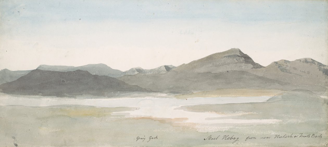 Craig Goch, Moel Hebog, Észak-Wales, kb. 1802. alkotó: Cornelius Varley