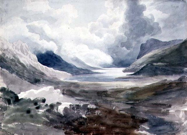 Llyn Gwynant, Észak-Wales (akvarell papíron) alkotó: Cornelius Varley