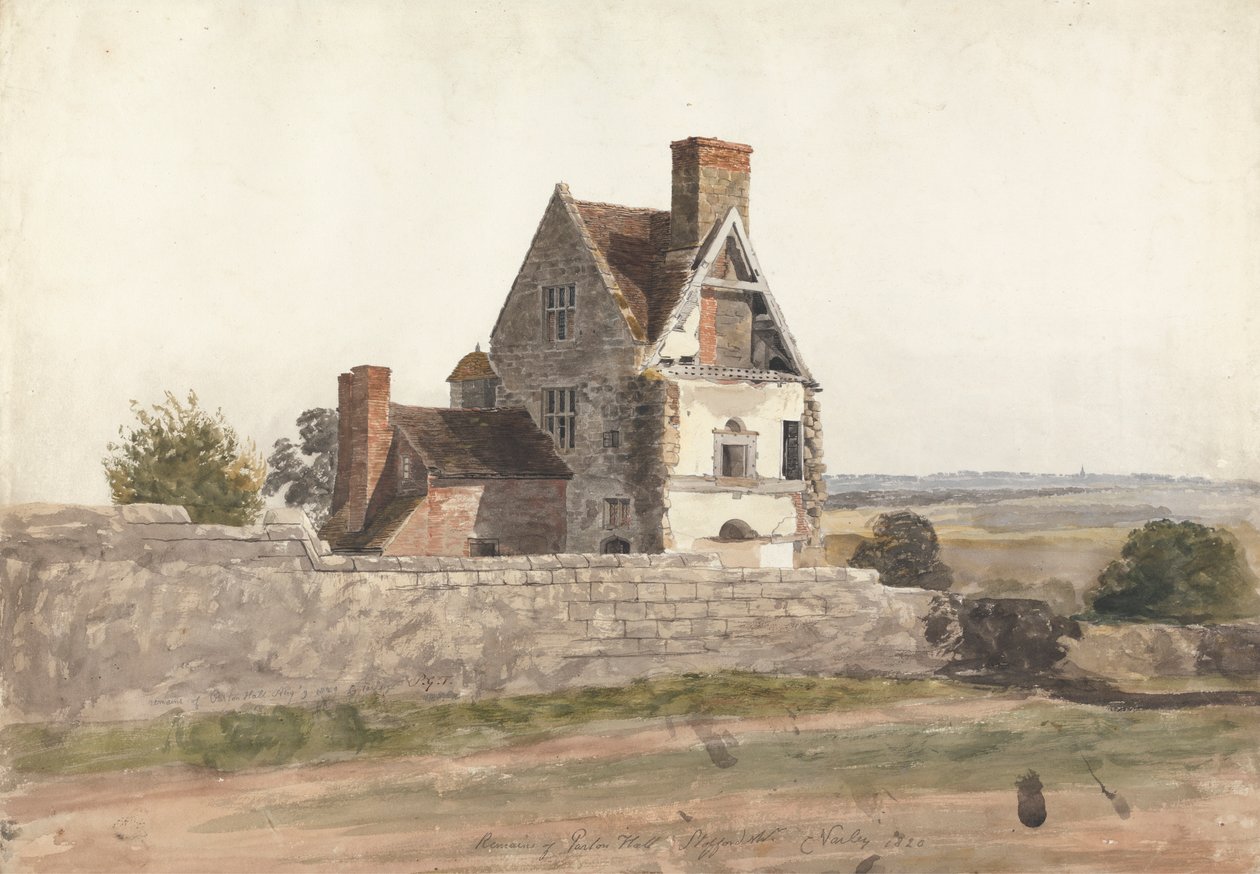 A Staffordshire-i Purton Hall maradványai alkotó: Cornelius Varley
