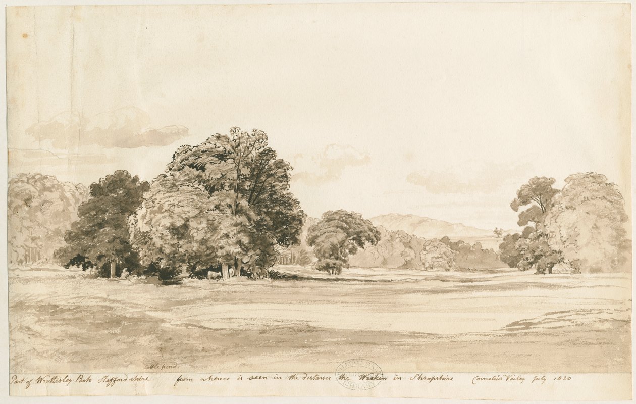 Wrottesley Park: szépia rajz, 1820. júl alkotó: Cornelius Varley