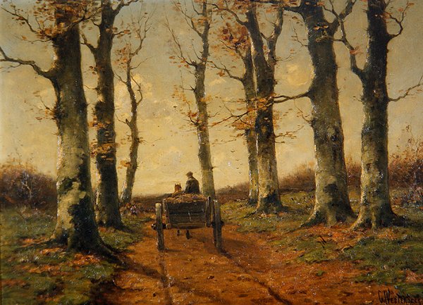 A Country Lane, 1880 körül (olaj a panelen) alkotó: Cornelius Westerbeek Jrn.