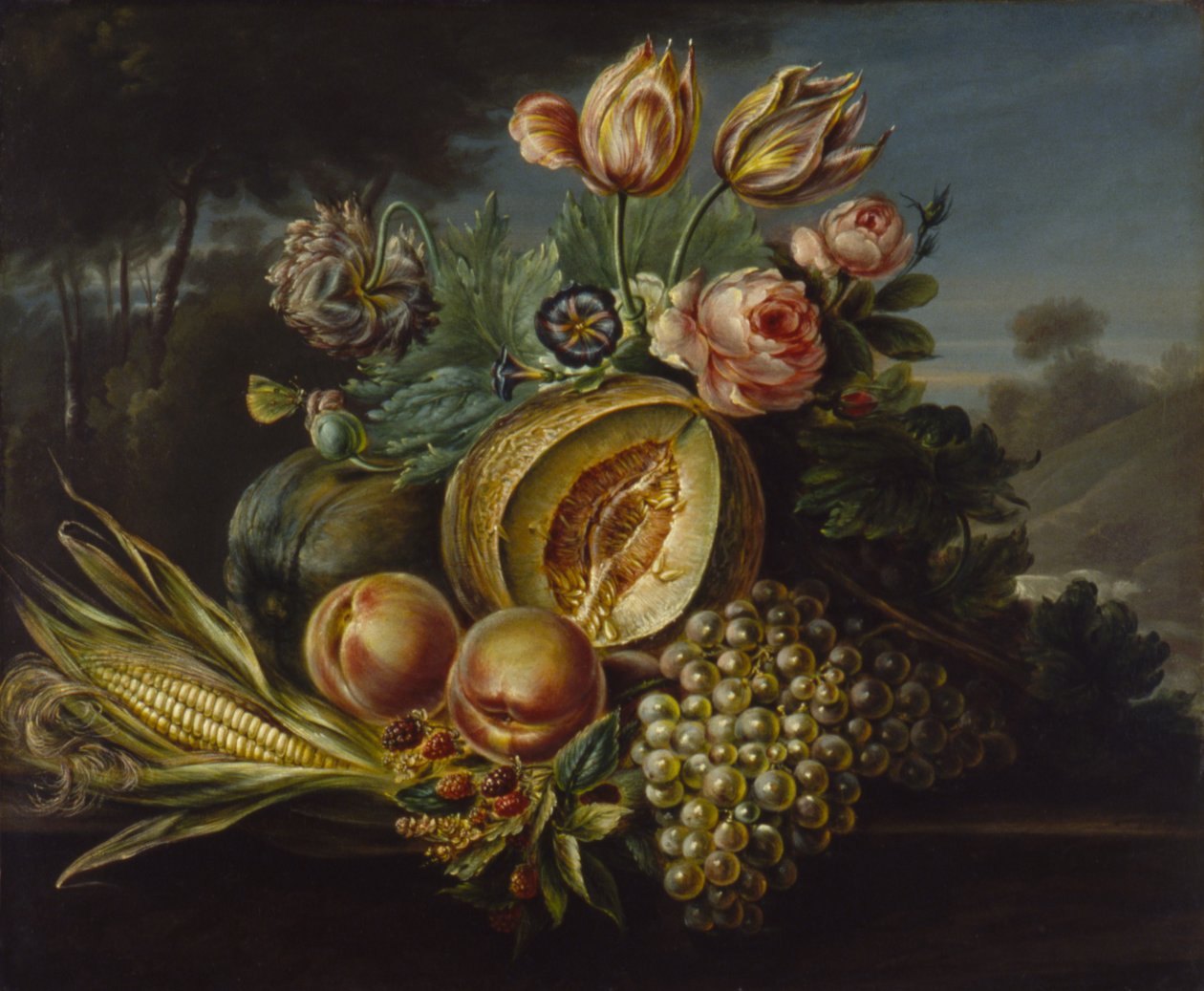 Csendélet gyümölccsel és virággal, 1824. alkotó: Cornelius de Beet