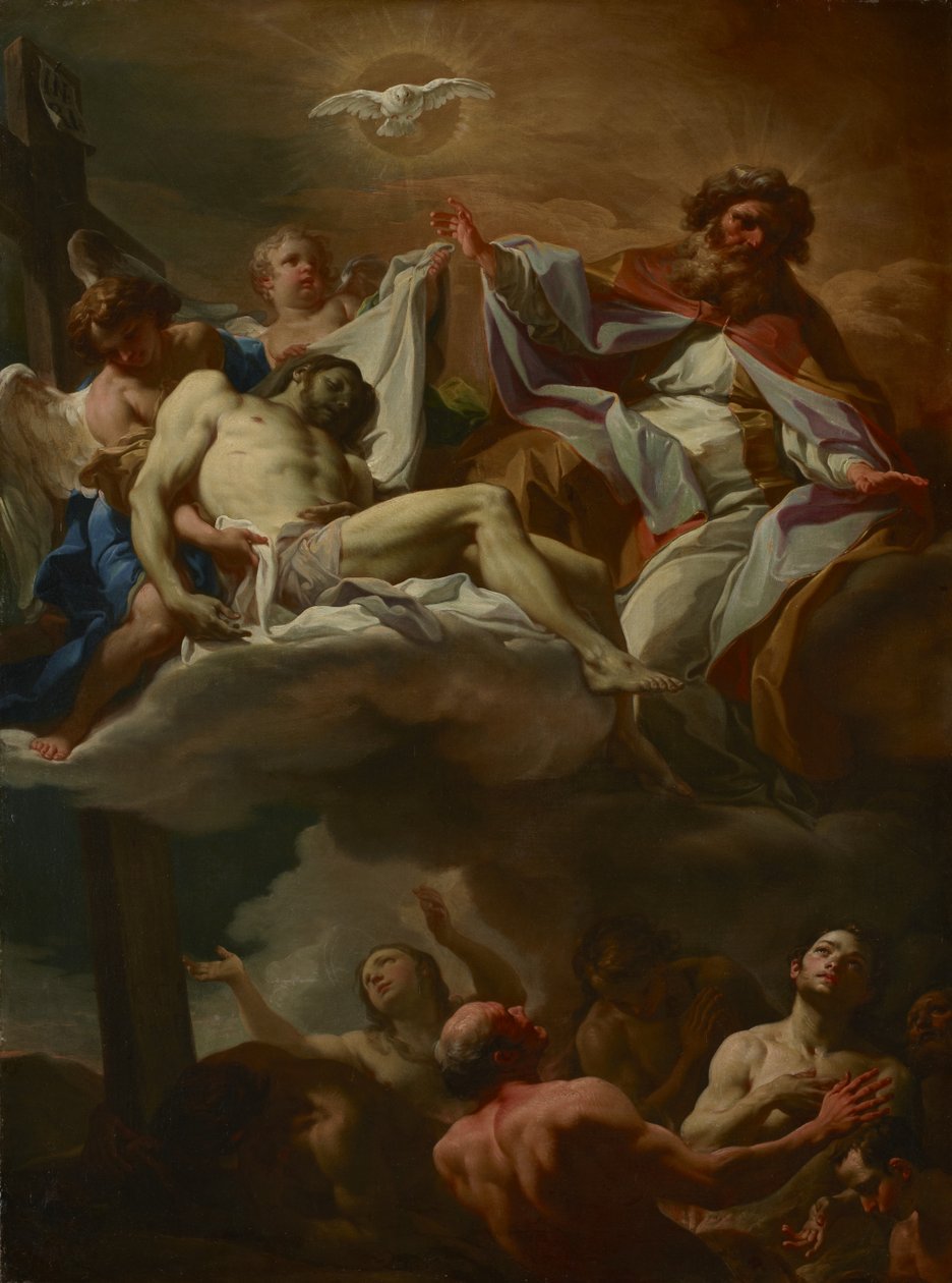 A Szentháromság a tisztítótűzben lévő lelkekkel, 1740 körül alkotó: Corrado Giaquinto