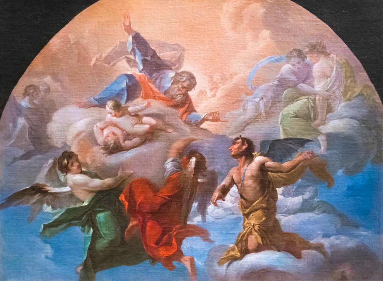 Sátán Isten előtt, 1750 körül (olaj, vászon) alkotó: Corrado Giaquinto