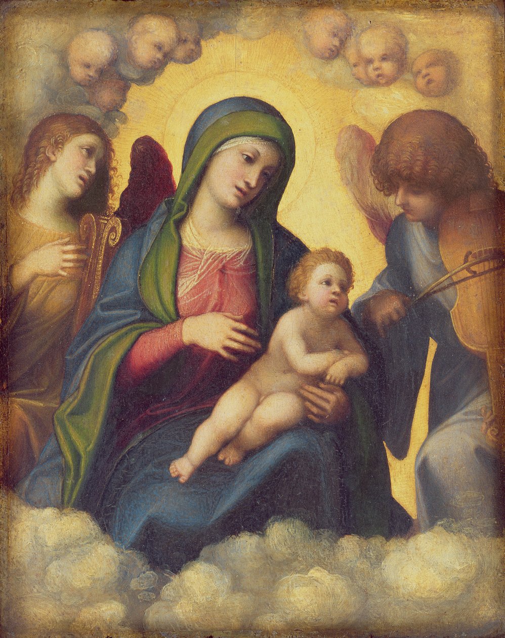 Madonna és gyermeke és gyermeke a dicsőségben, 1520 körül alkotó: Antonio da Correggio