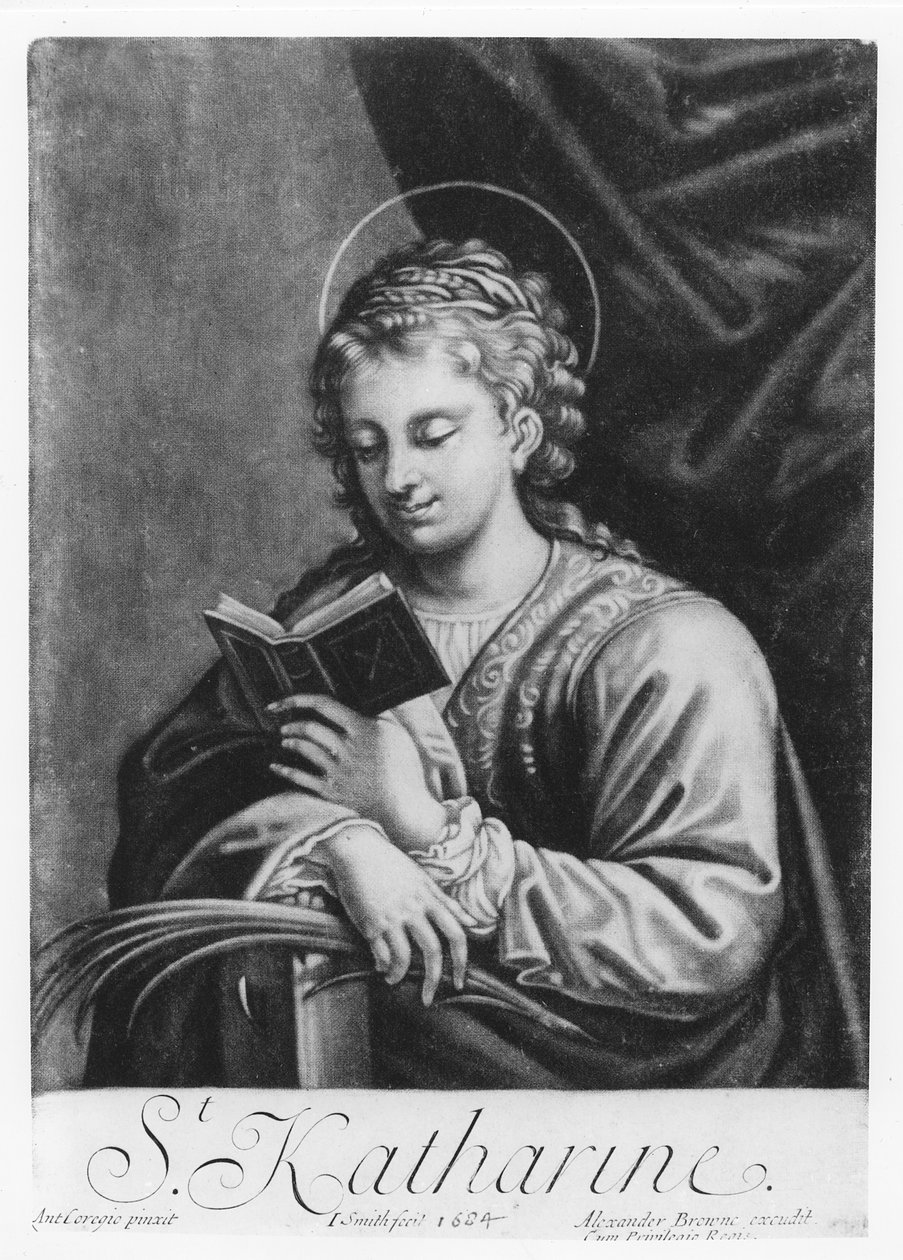 Szent Katalin, John Smith metszete (1652-1742 körül) alkotó: Antonio da Correggio