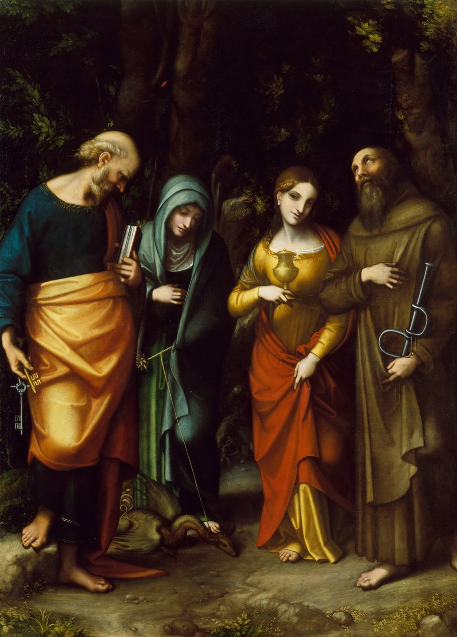 Szent Péter, Márta, Mária Magdolna és Leonárd, kb. 1515. alkotó: Correggio