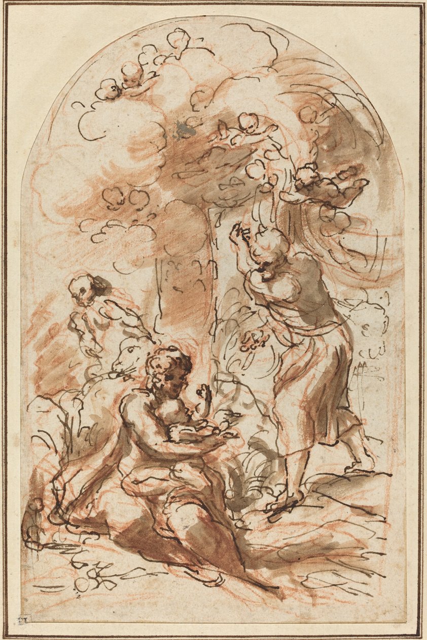 Tanulmány a "Madonna della Scodellának" [recto] alkotó: Correggio