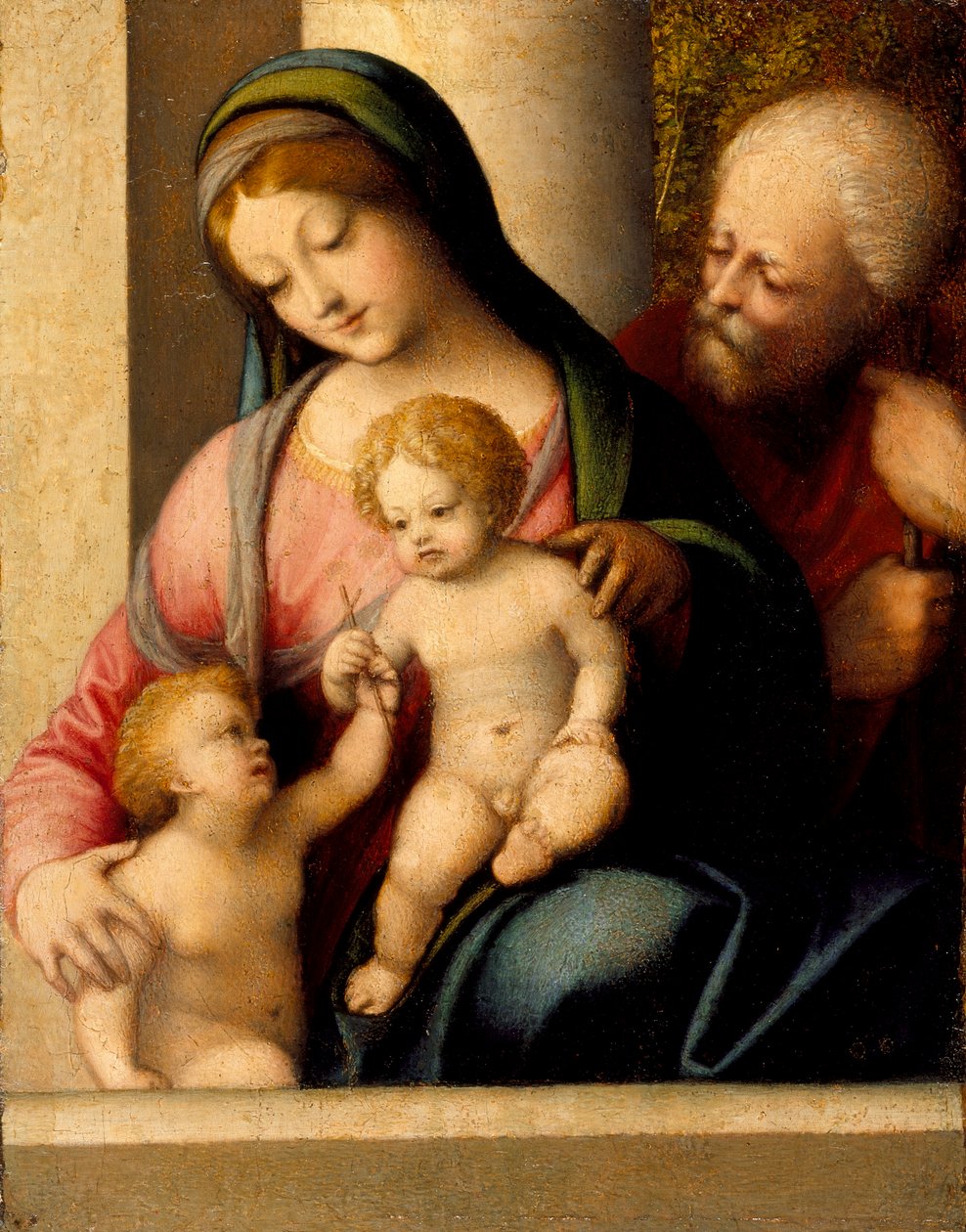 A Szent Család Keresztelő Szent János csecsemővel, 1515 körül alkotó: Antonio da Correggio