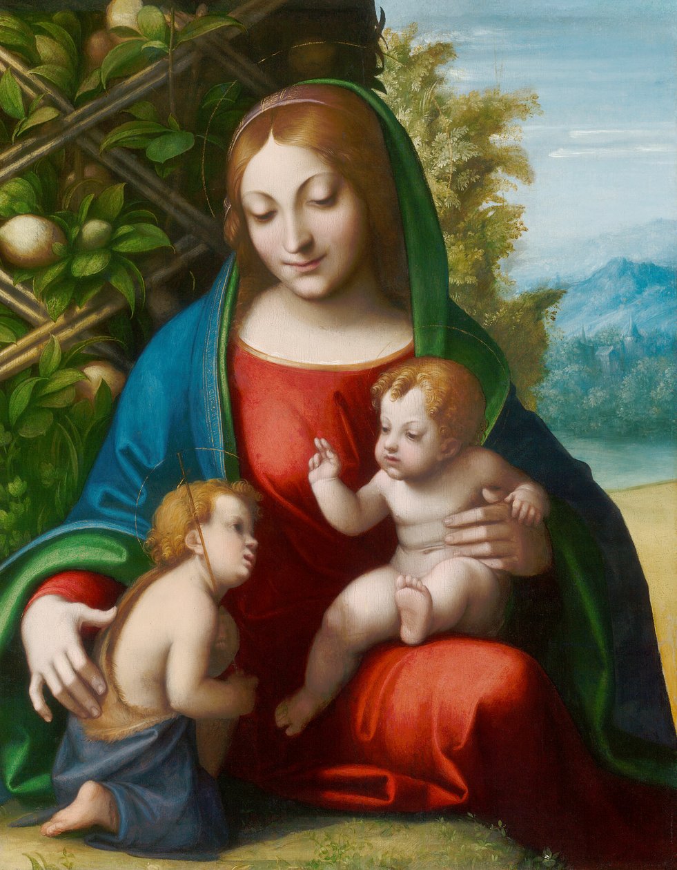 Szűz és gyermek az ifjú Keresztelő Szent Jánossal, 1515 körül alkotó: Correggio