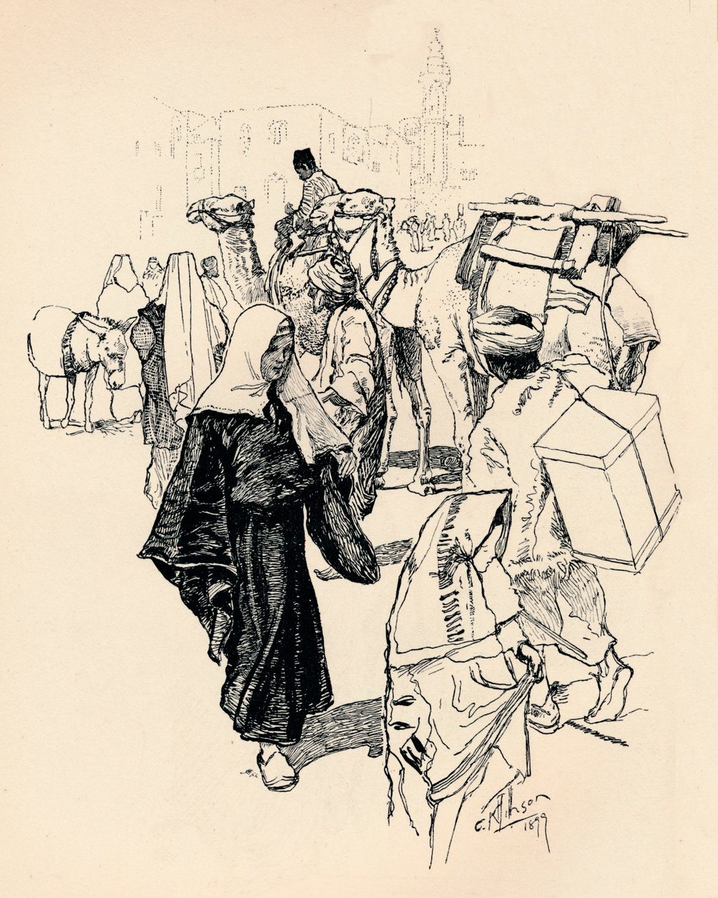 Jelenet Betlehemben, 1899 alkotó: Corwin Knapp Linson