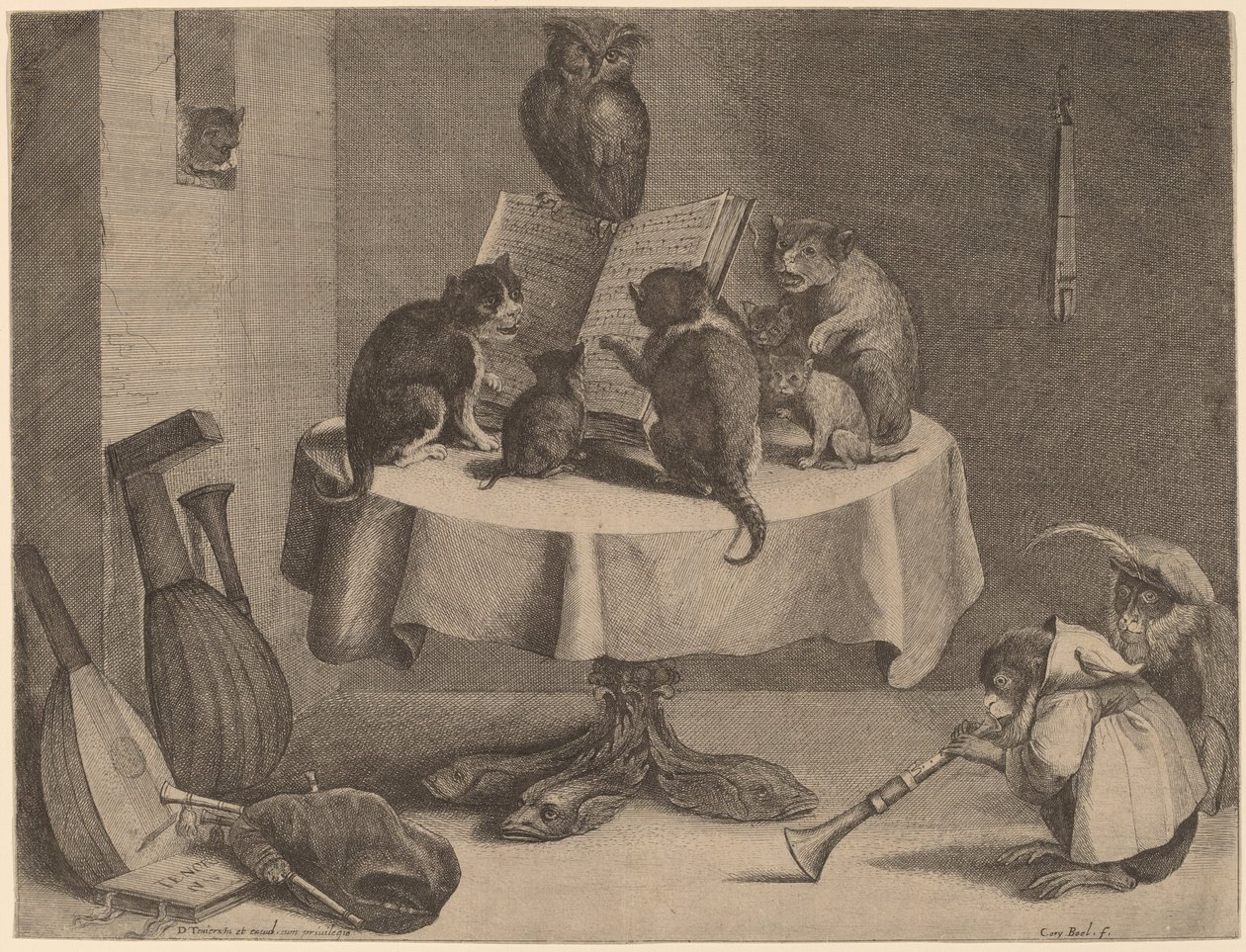 A macska koncertje alkotó: Coryn Boel after David Teniers the Younger