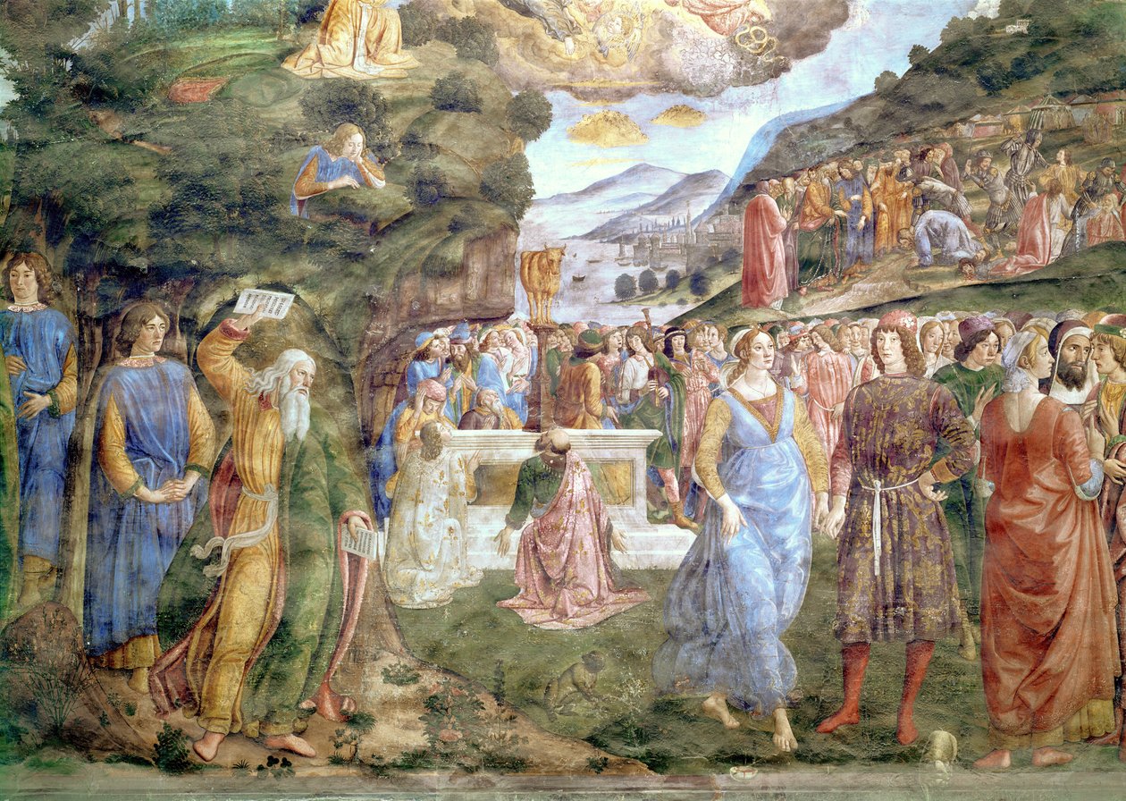 Az Aranyborjú imádása a Sixtus-kápolnából alkotó: Cosimo Rosselli