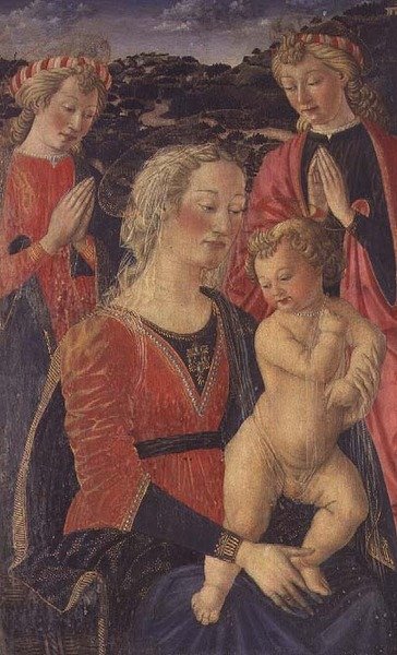 Madonna és gyermeke két angyallal alkotó: Cosimo Rosselli