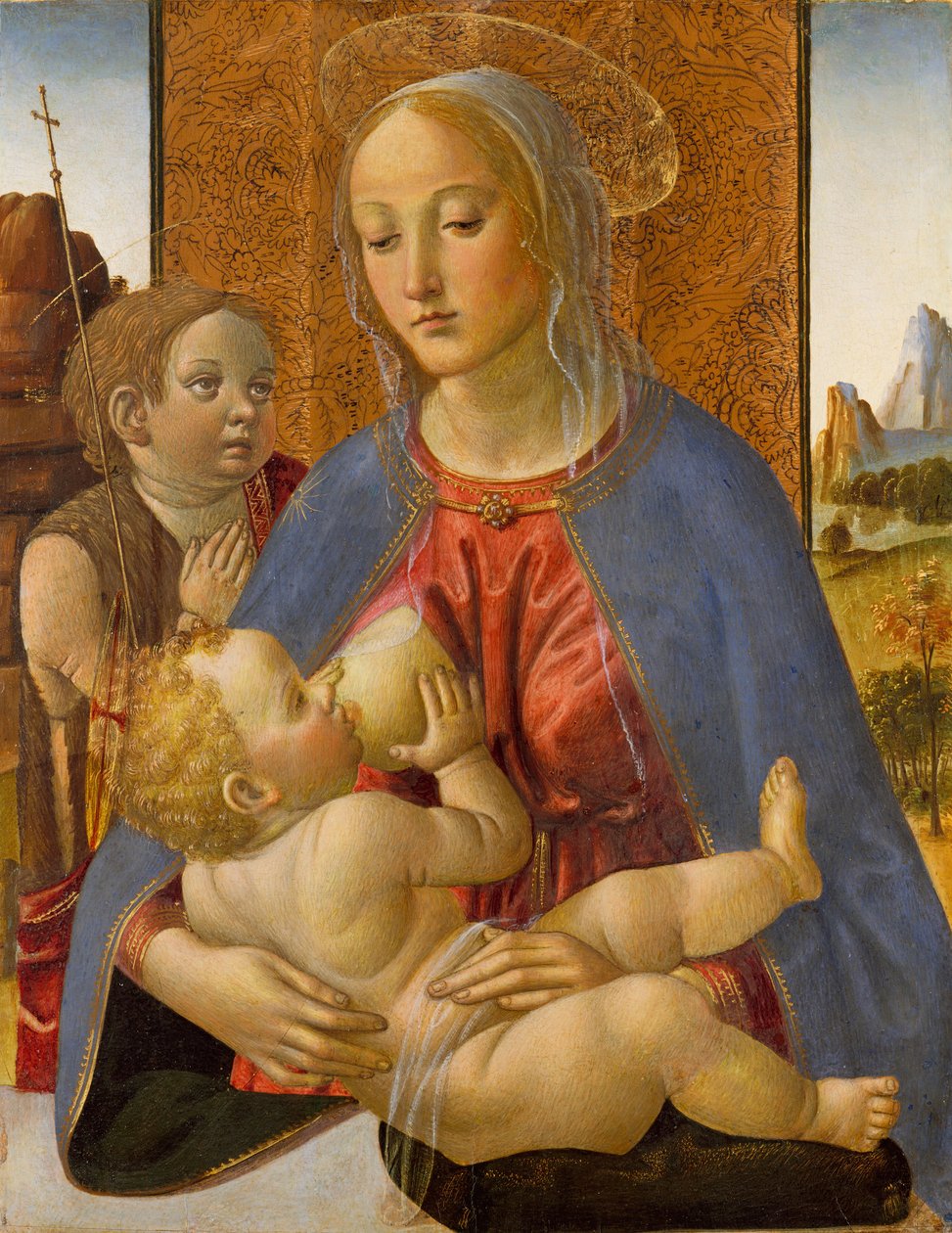 Madonna és gyermeke a fiatal Keresztelő Szent Jánossal, kb. 1490. alkotó: Cosimo Rosselli