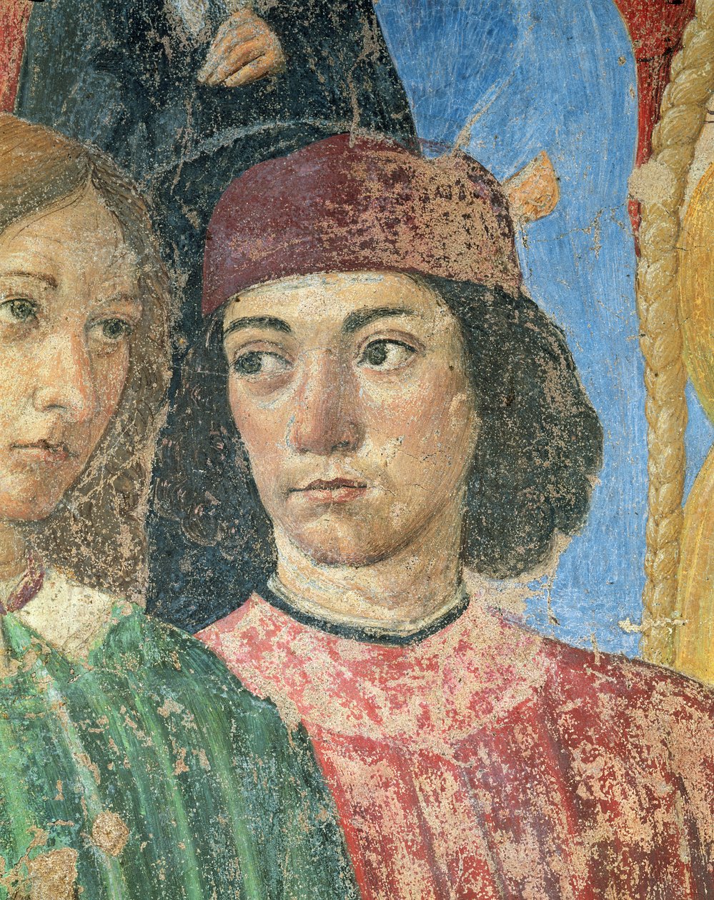 Püspöki körmenet a S. Ambrogio templom előtt, Marsilio Ficino részlete 1433-99 1468 freskó alkotó: Cosimo Rosselli