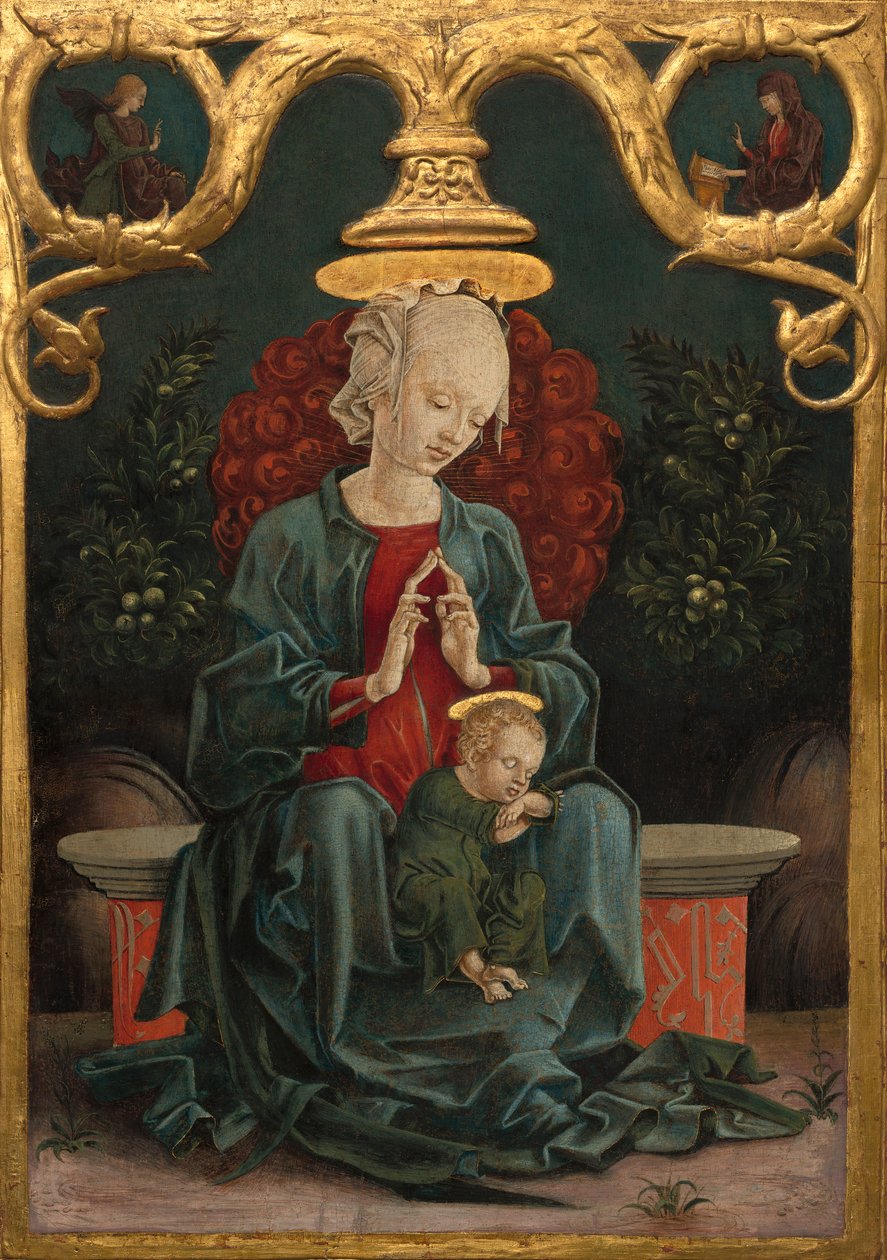 Madonna és gyermek a kertben, 1460-70 körül alkotó: Cosimo Tura