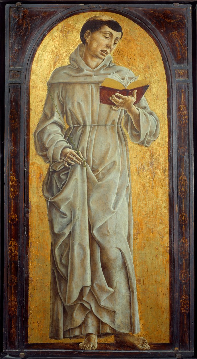 Páduai Szent Antal olvas (san antonio di padova) Cosme Tura fafestménye (1430-1495) V. 0,71x0,31 m alkotó: Cosimo Tura