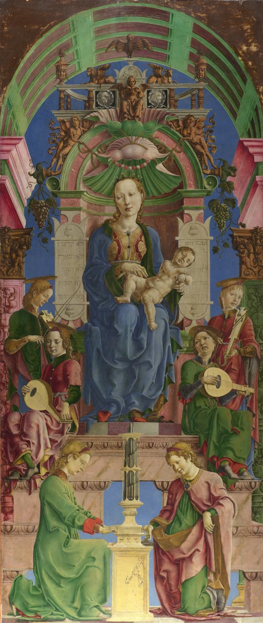 A Szűz és a Gyermek trónoló, 1470-es évek. alkotó: Cosimo Tura