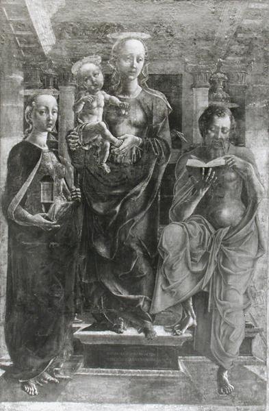 Szűz és gyermek Mária Magdolnával és Szent Jeromossal alkotó: Cosimo Tura
