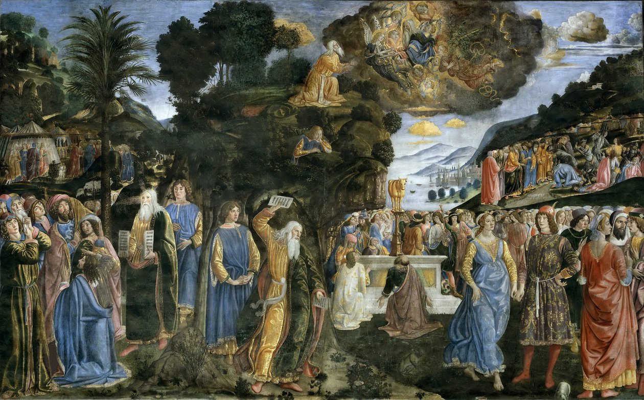 Discesa dal monte Sinai A leszállás a Sínai-hegyről, 1481-1482. alkotó: Cosimo di Lorenzo Rosselli