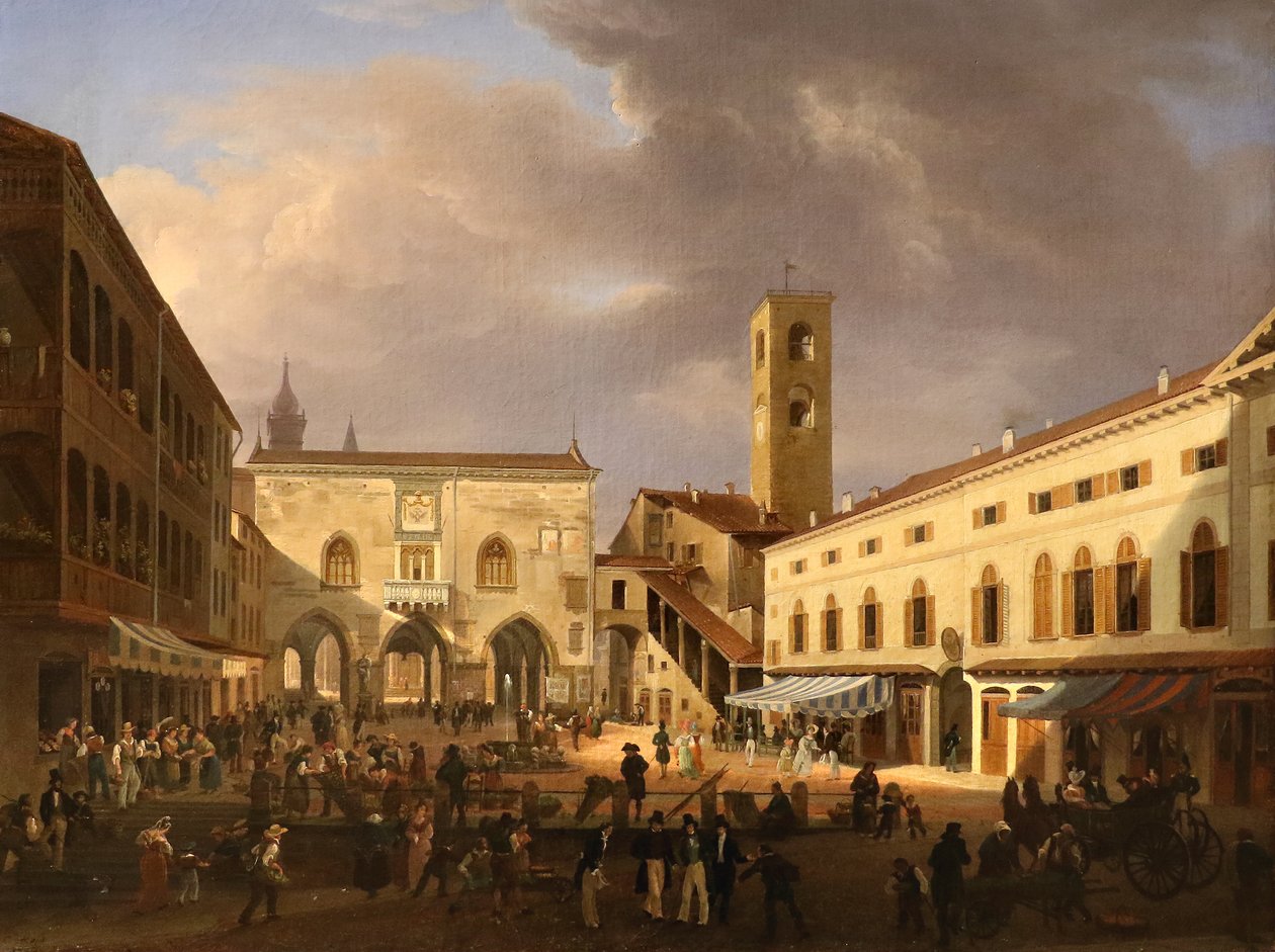 Kilátás a bergamói Piazza Grande térre alkotó: Costantino Rosa