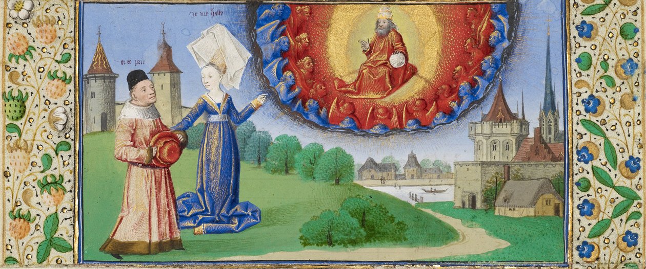 A filozófia, amely Boethiust tanítja Isten szerepére, 1465 körül alkotó: Coëtivy Master