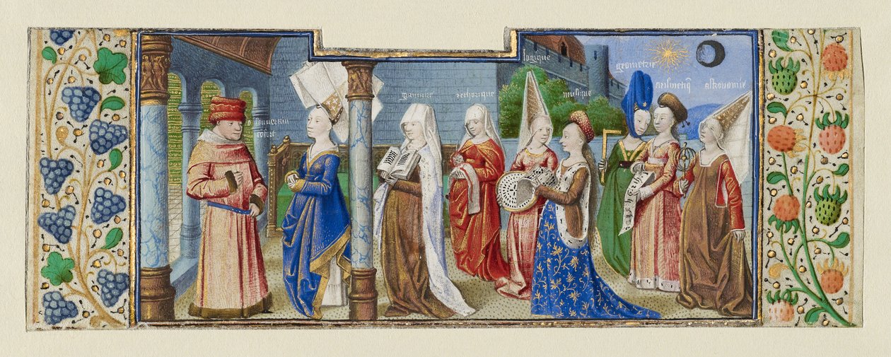 A hét szabad művészetet Boethiusnak bemutató filozófia, 1465 körül alkotó: Coëtivy Master