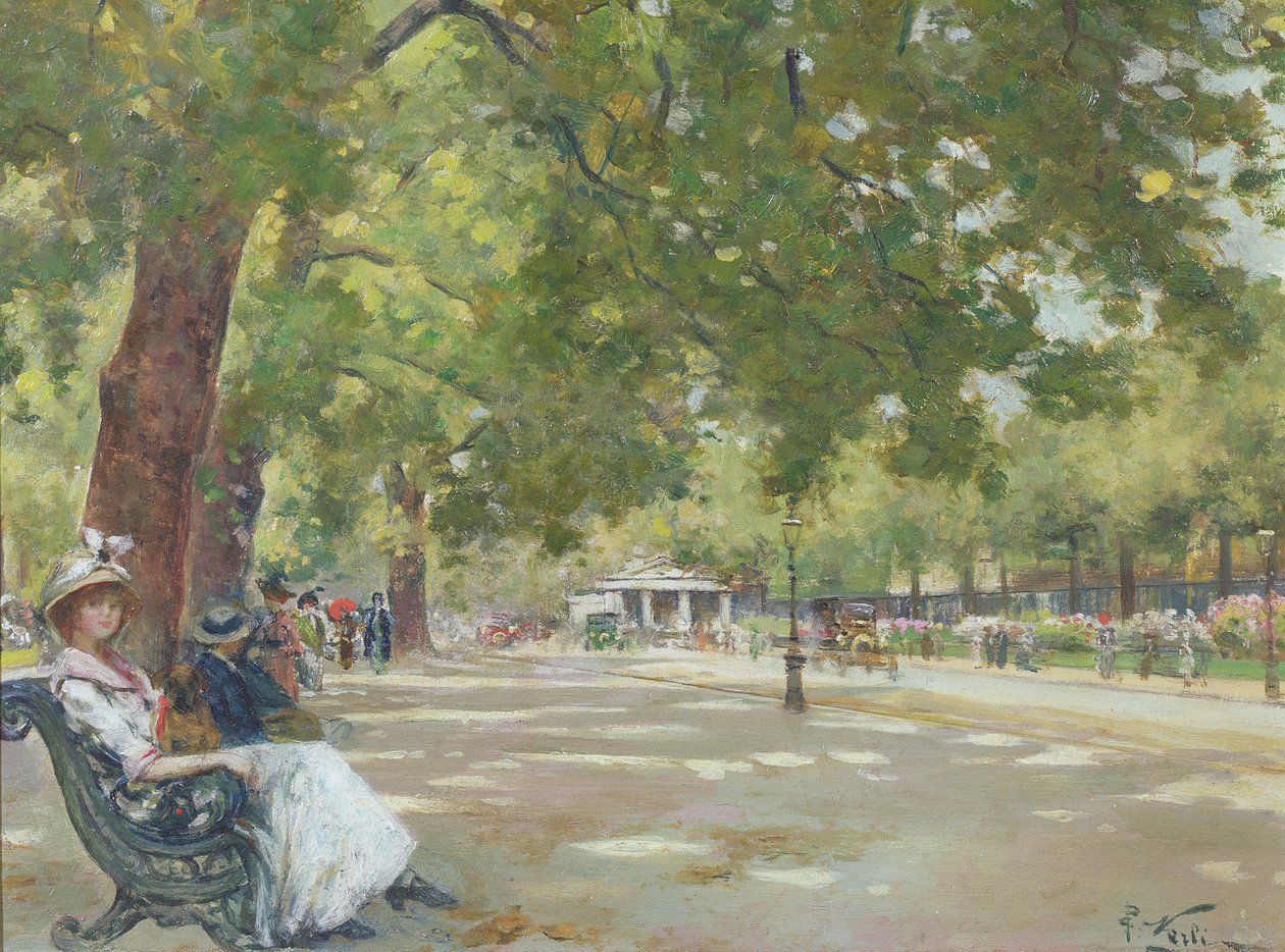 Elegáns figurák, Rotten Row, Hyde Park, London (olaj, vászon) alkotó: Count Girolamo Pieri Nerli