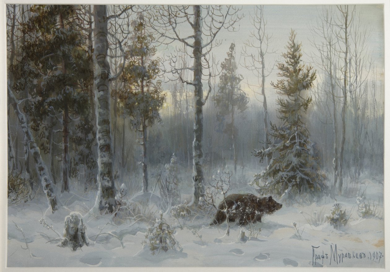 Medve a téli erdőben, 1907 alkotó: Count Vladimir Leonidovich Muravyov