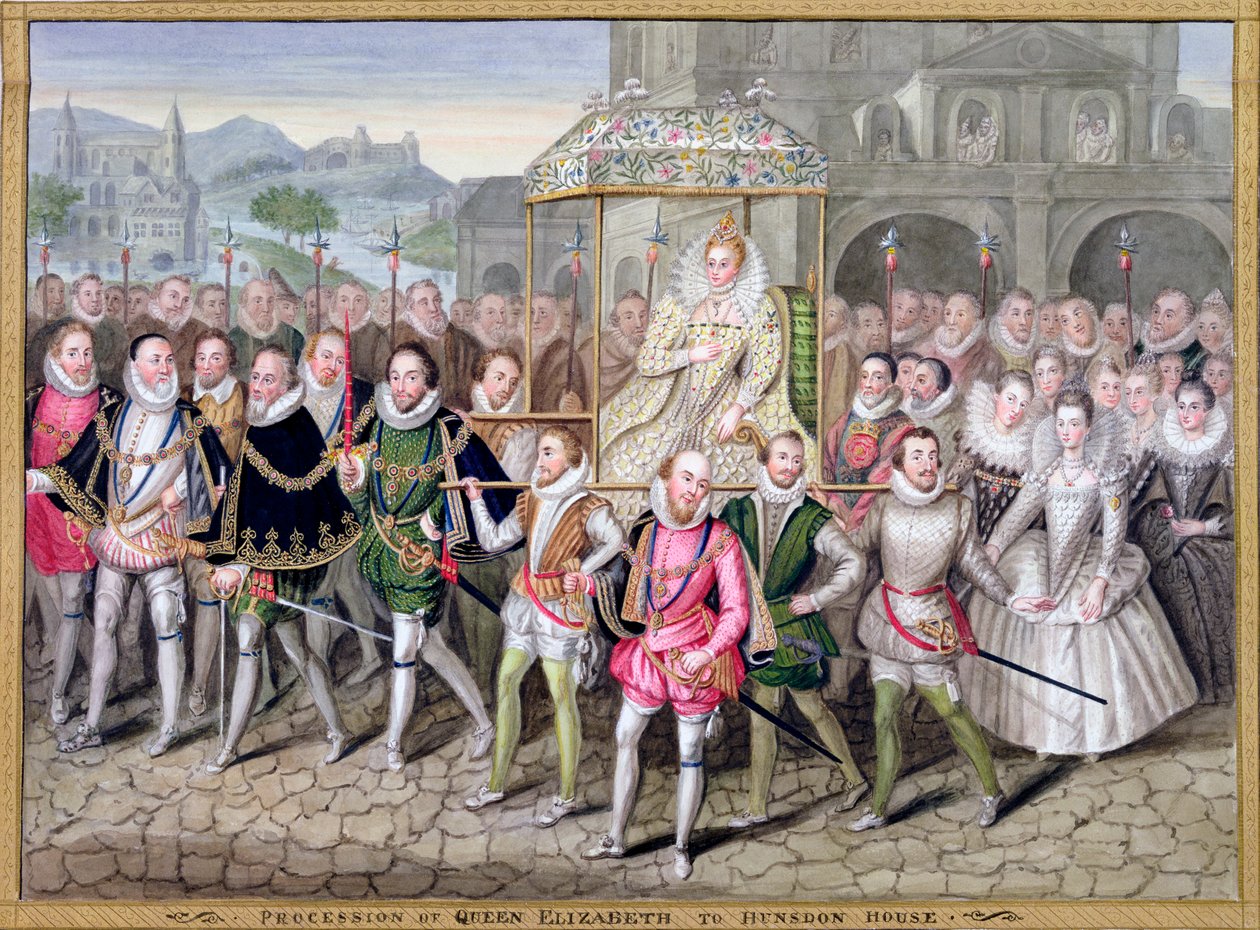 I. Erzsébet királynő körmenetben udvaroncaival, c1600-1603 1825 alkotó: Countess of Essex Sarah