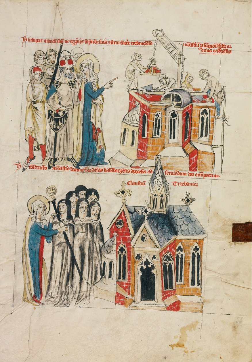 Hedvig és az új kolostor; Bambergi apácák letelepednek az új kolostorban alkotó: Court workshop of Duke Ludwig I of Liegnitz and Brieg