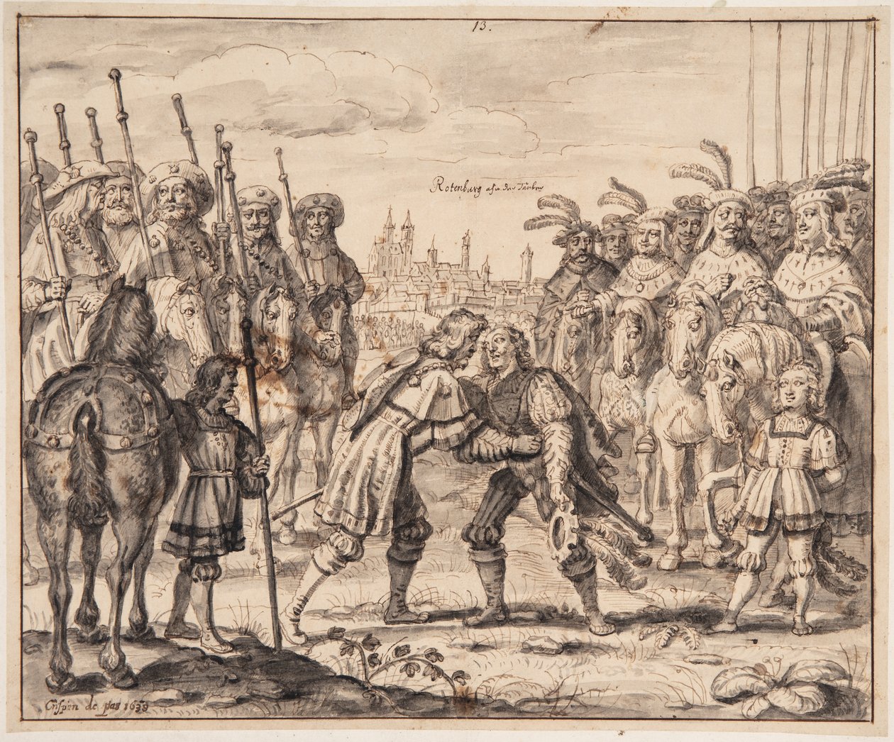 I. Christian 1474-ben Rothenburg ob der Tauberben találkozik Maximilian herceggel alkotó: Crispijn de Passe