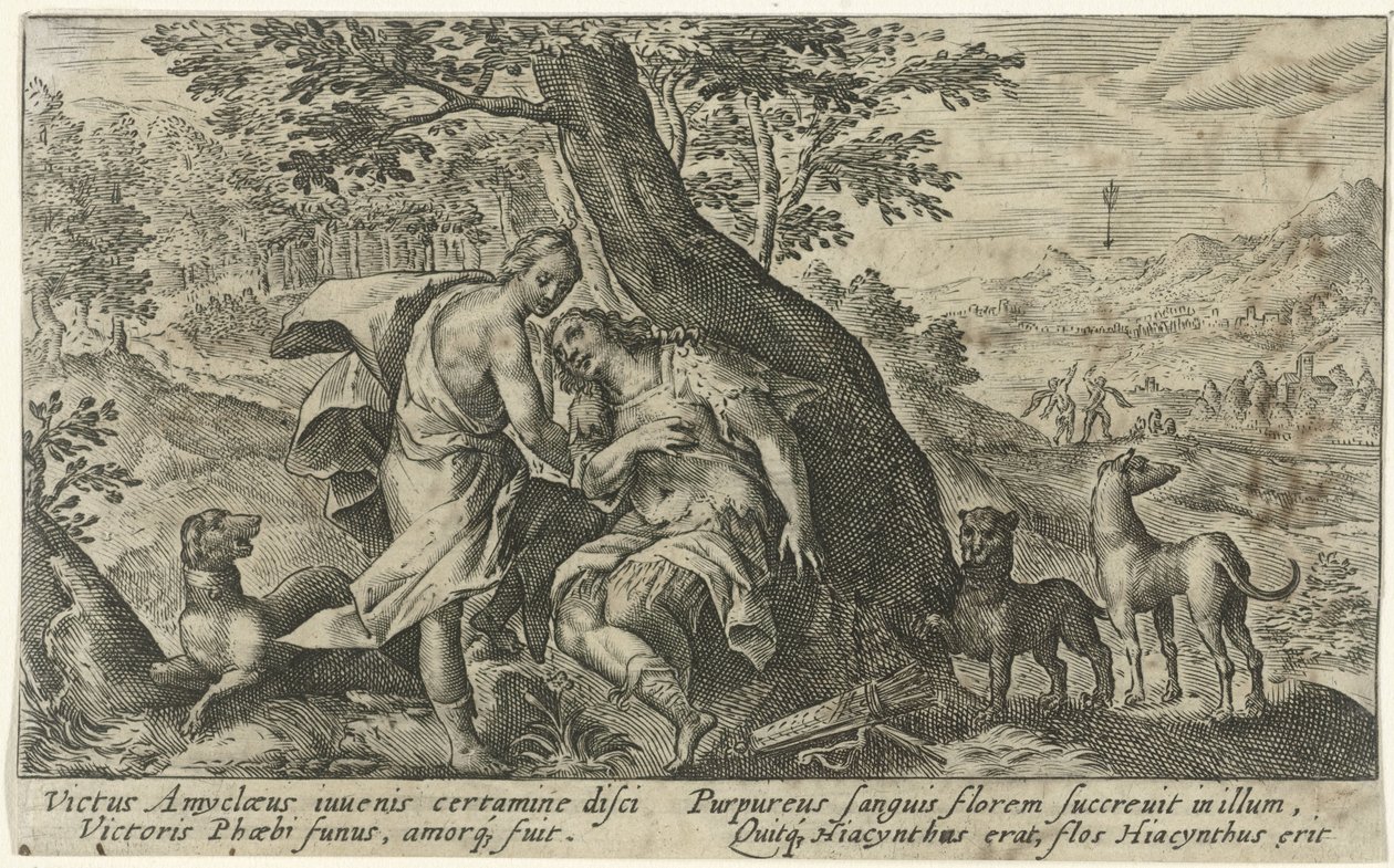 Apollo en Hyacinthus Metamorfosen van Ovidius (sorozat címe) alkotó: Crispijn van de Passe (I)