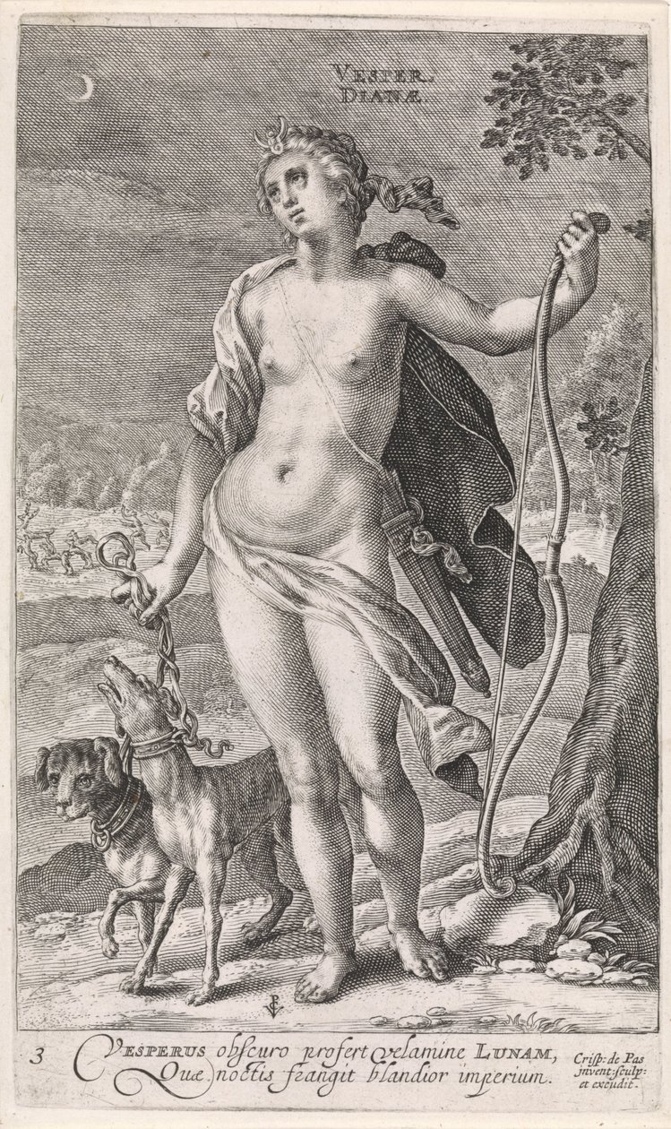 Este Vesper Dianæ (cím a tárgyon) The Four Times of the Day (sorozat címe) alkotó: Crispijn van de Passe (I)