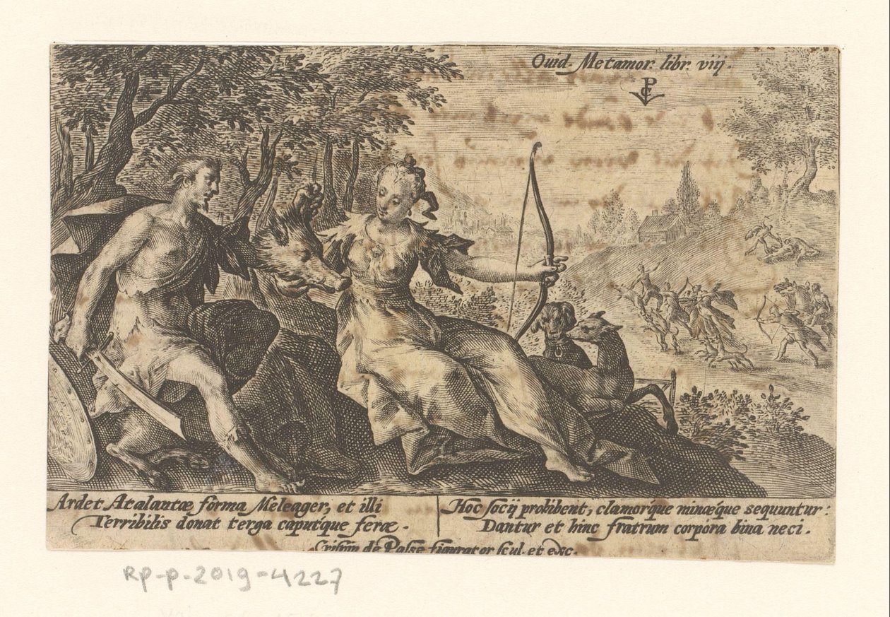 Meleager en Atalanta Metamorfosen van Ovidius (sorozat címe) Metamorfózis (sorozat címe) alkotó: Crispijn van de Passe (I)