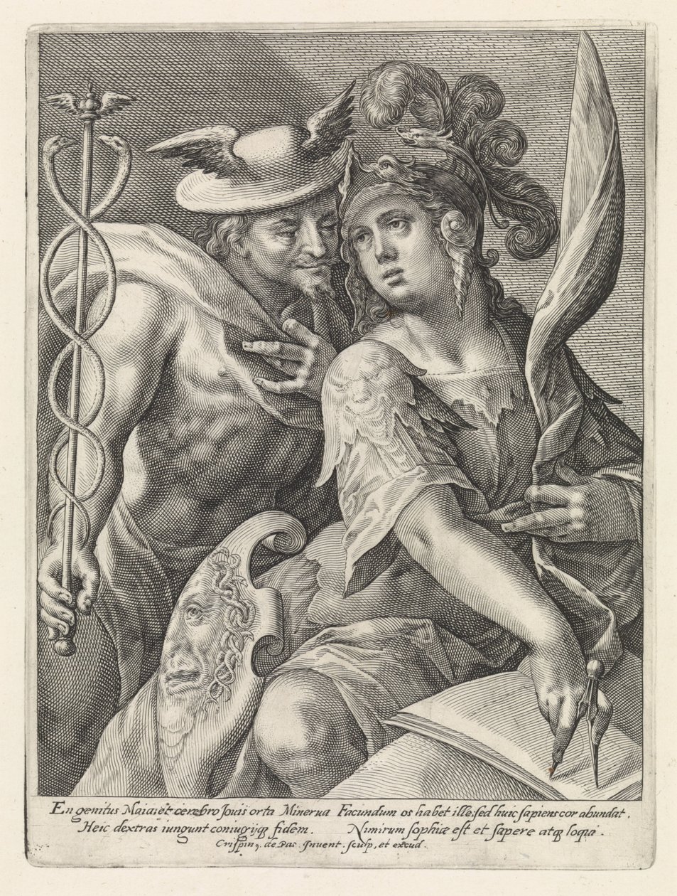 Mercury és Minerva Istenek és istennők mint szeretők (sorozat címe) alkotó: Crispijn van de Passe (I)