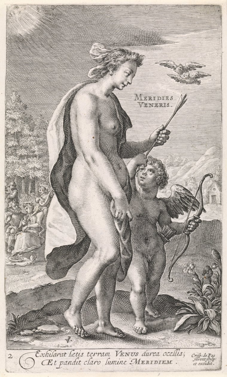 Délután Meridies Veneris (cím a tárgyon) The Four Times of the Day (sorozat címe) alkotó: Crispijn van de Passe (I)
