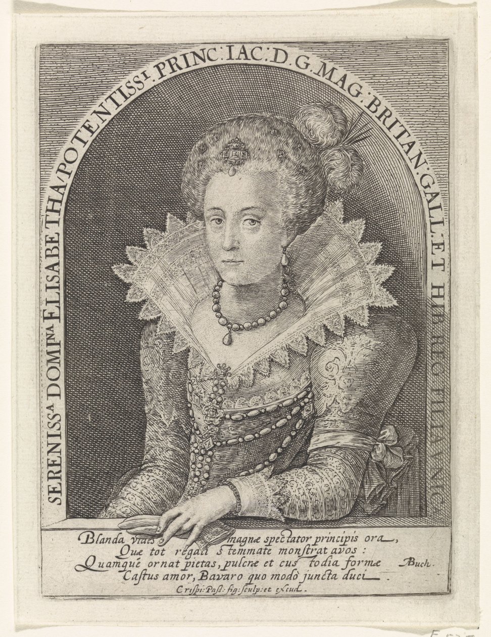 Erzsébet Stuart, Cseh királynő portréja alkotó: Crispijn van de Passe (I)