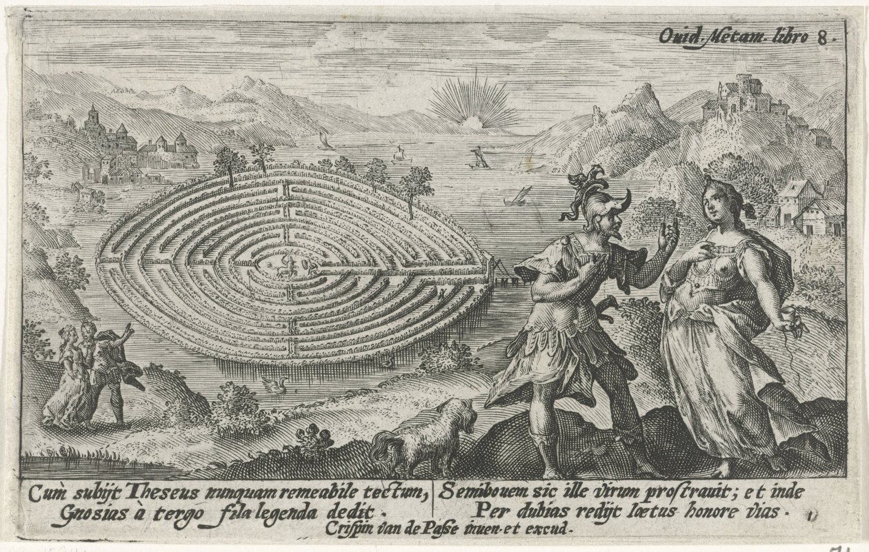 Theseus en Ariadne Metamorfosen van Ovidius (sorozat címe) alkotó: Crispijn van de Passe (I)