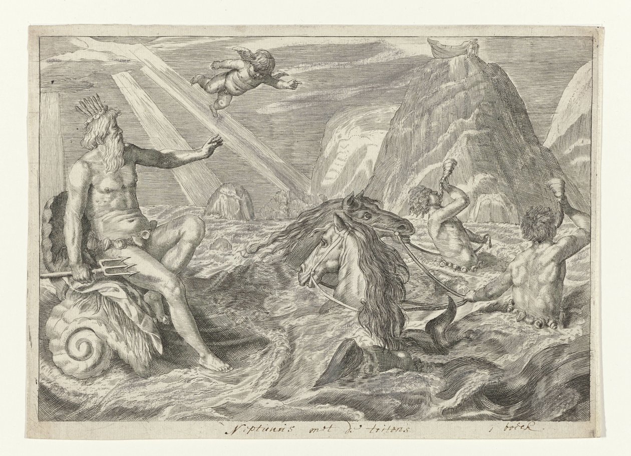 A Neptunust tritonok találták szembe Metamorfosen van Ovidius (sorozat címe) alkotó: Crispijn van de Passe (II) (attributed to)