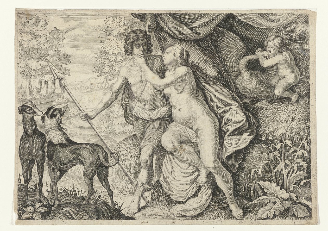 Vénusz Adoniszban Metamorfosen van Ovidius (sorozat címe) alkotó: Crispijn van de Passe (II) (attributed to)