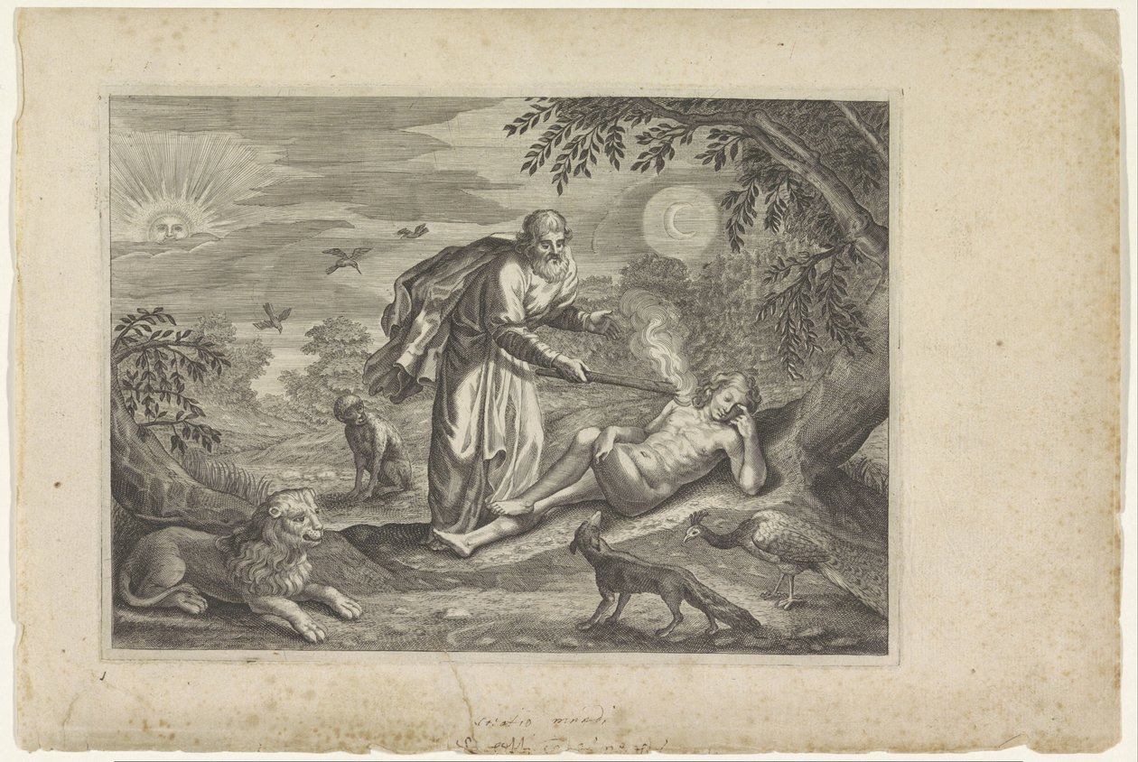 Prométheusz megteremti az első embert Ovidius metamorfózisai (sorozat címe) alkotó: Crispijn van de Passe (II) (workshop of)