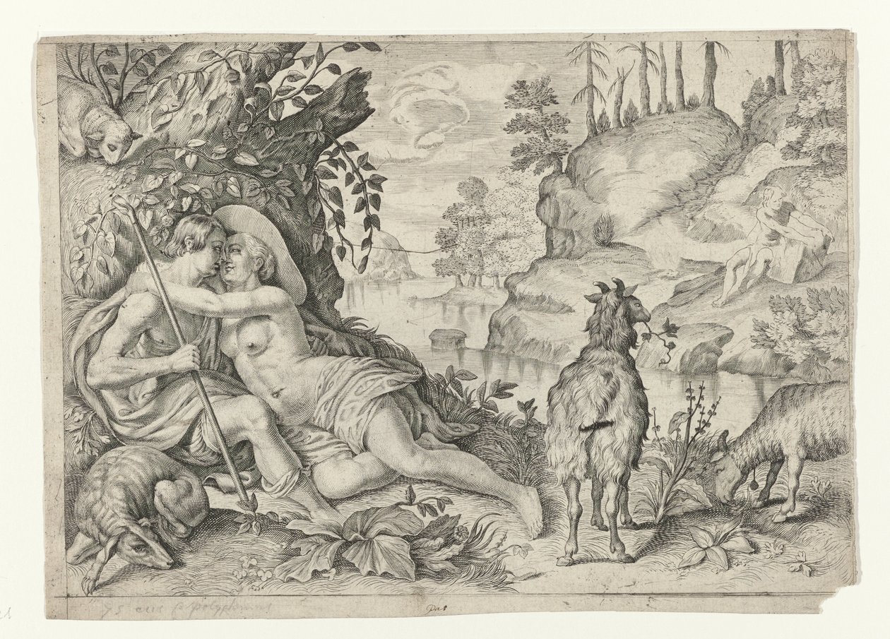 Polyphemust Acis en Galatea elkapta Metamorfosen van Ovidius (sorozat címe) alkotó: Crispijn van de Passe (II)