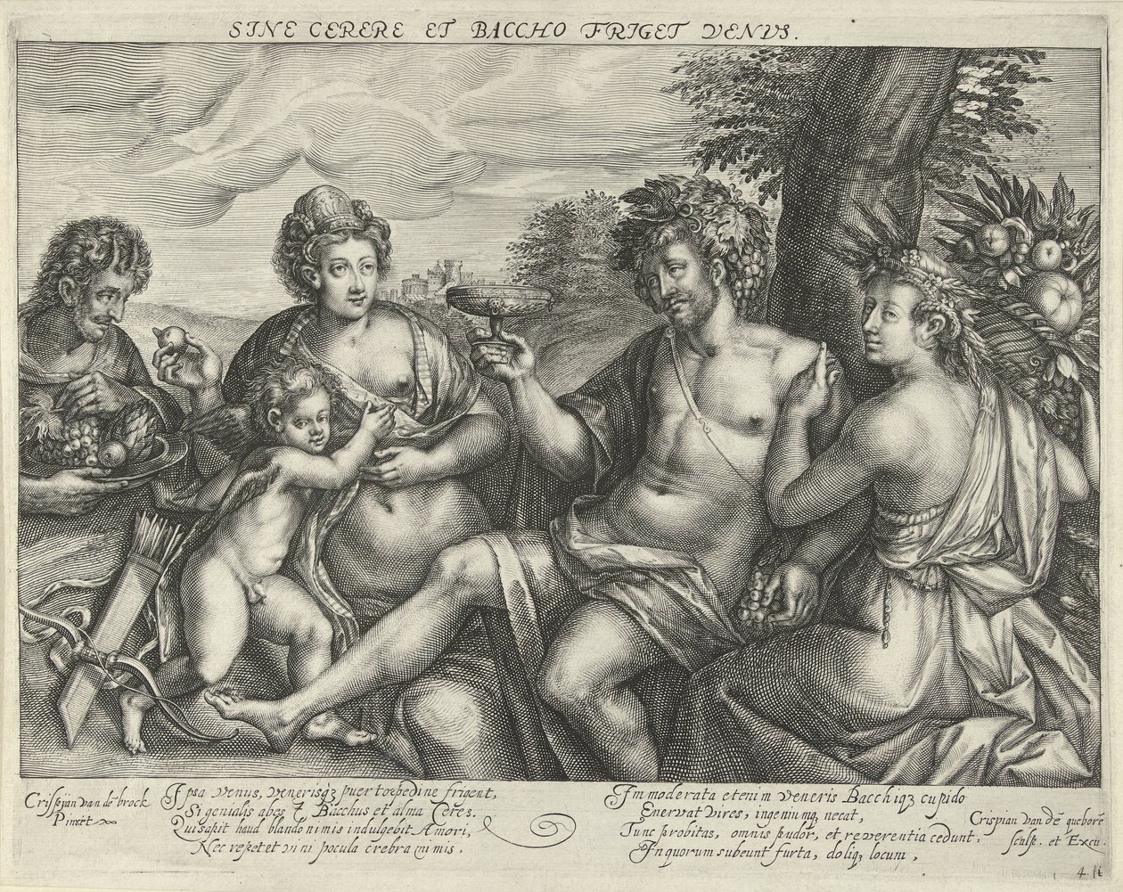 Bacchus, Vénusz és Ceres egy tájban A Vénusz megfagy Ceres és Bacchus nélkül (cím a tárgyon) alkotó: Crispijn van den Queborn