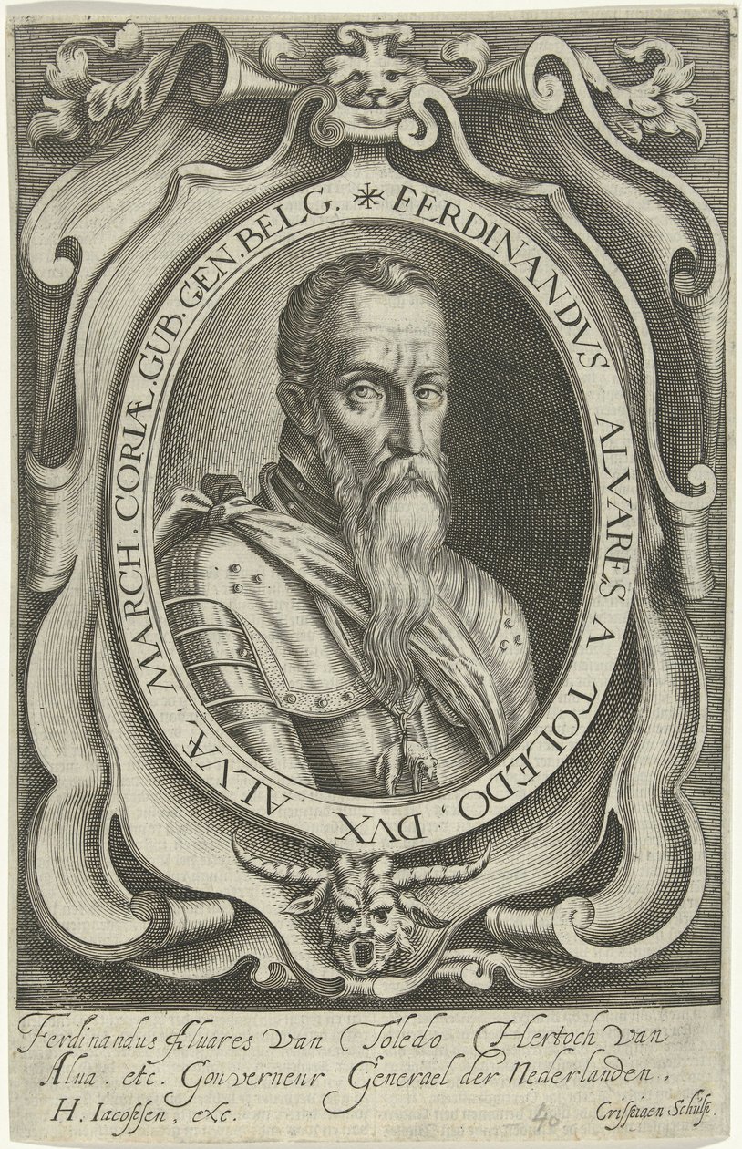 Portré van Ferdinand Alvarez de Toledo, Hertog van Alva alkotó: Crispijn van den Queborn
