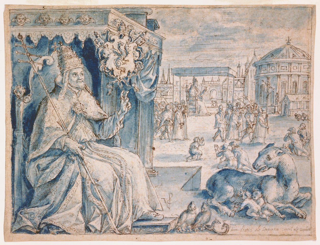 V. Pál pápa (1552-1621) (toll és barna tinta, kék tus, papír) alkotó: Crispin  Passe